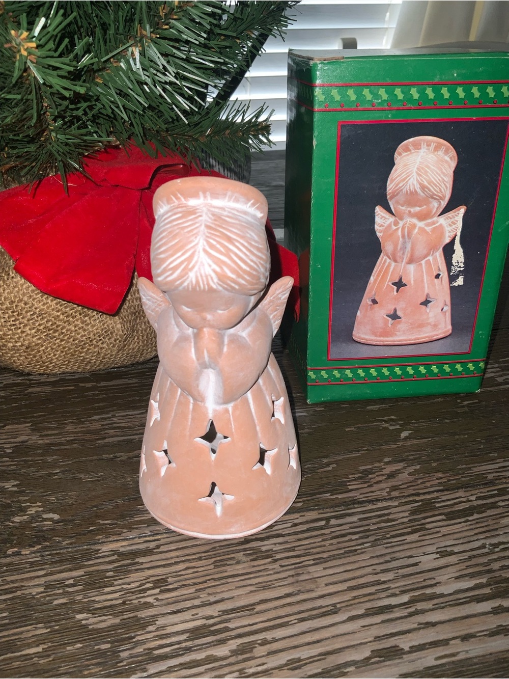 House of Lloyd Vintage Terracotta Ceramic Angel Luminary Holiday Accent